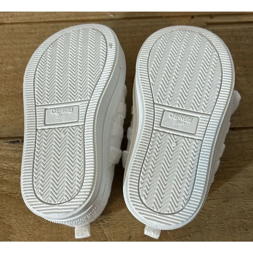 Osh Kosh BGosh White Eyelet Toddler Size 5M Sneakers Shoes White Bow